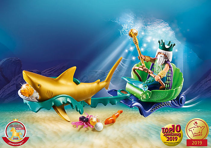 Mermaid King of the Sea with Shark Carriage