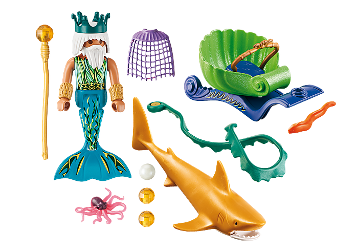 Mermaid King of the Sea with Shark Carriage