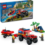 LEGO City Fire: 4x4 Fire Truck with Rescue Boat