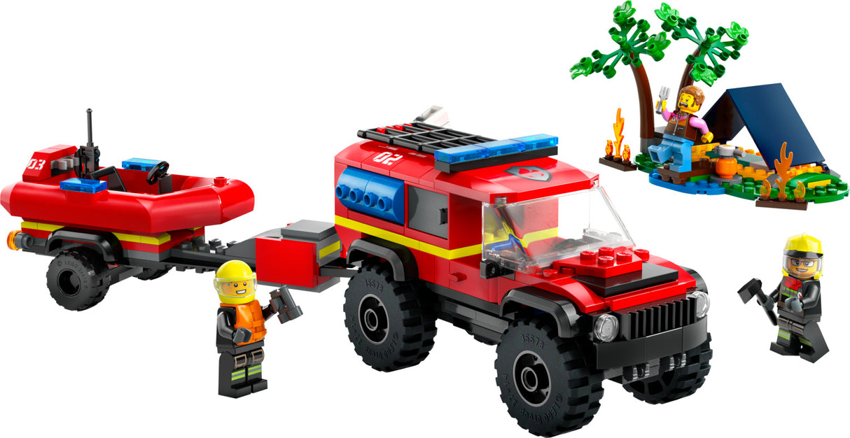 LEGO City Fire: 4x4 Fire Truck with Rescue Boat