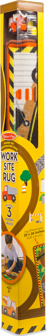 Round the Construction Zone Work Site Rug & Vehicle Set