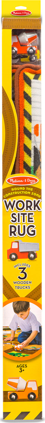 Round the Construction Zone Work Site Rug & Vehicle Set