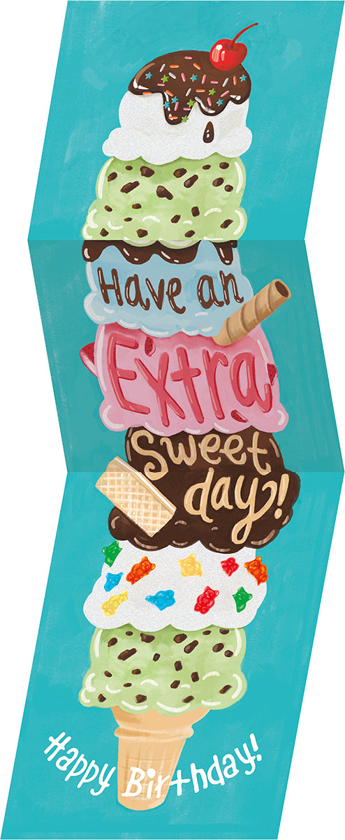 Ice Cream Glitter Tall Tri-fold Card