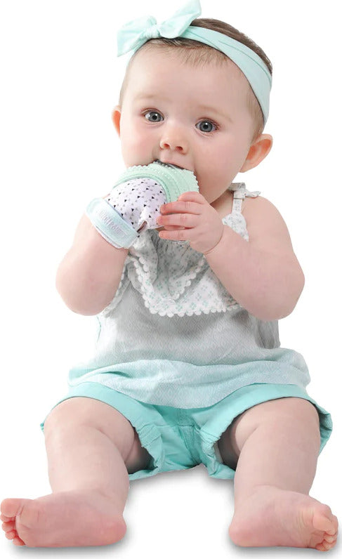 Munch Mitt Baby Teething Mitten (Mint Green Triangles)