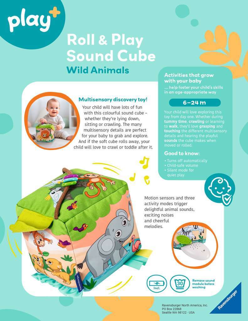 Roll & Play Sound Cube: Wild Animals