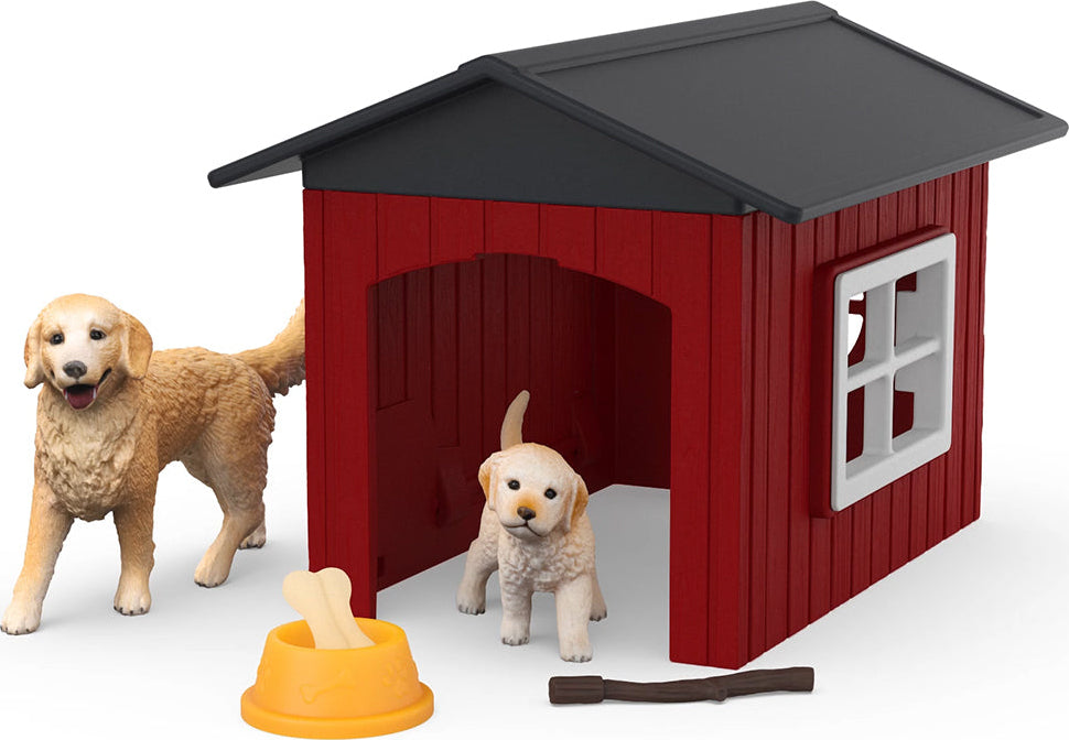schleich FARM WORLD Dog Kennel with Golden Retriever
