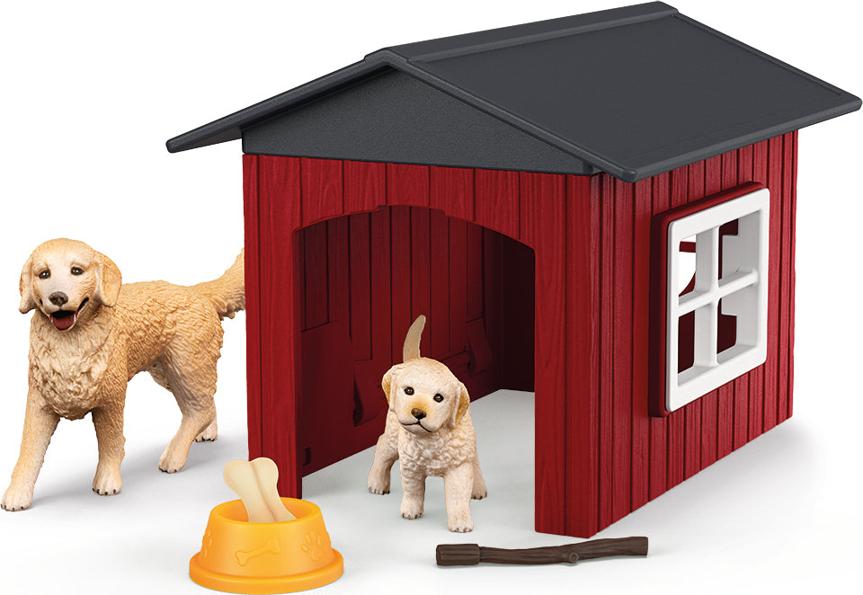 schleich FARM WORLD Dog Kennel with Golden Retriever