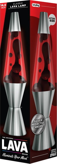 Chrome Plated 14.5" Crimson Black and Red Lava Lamp