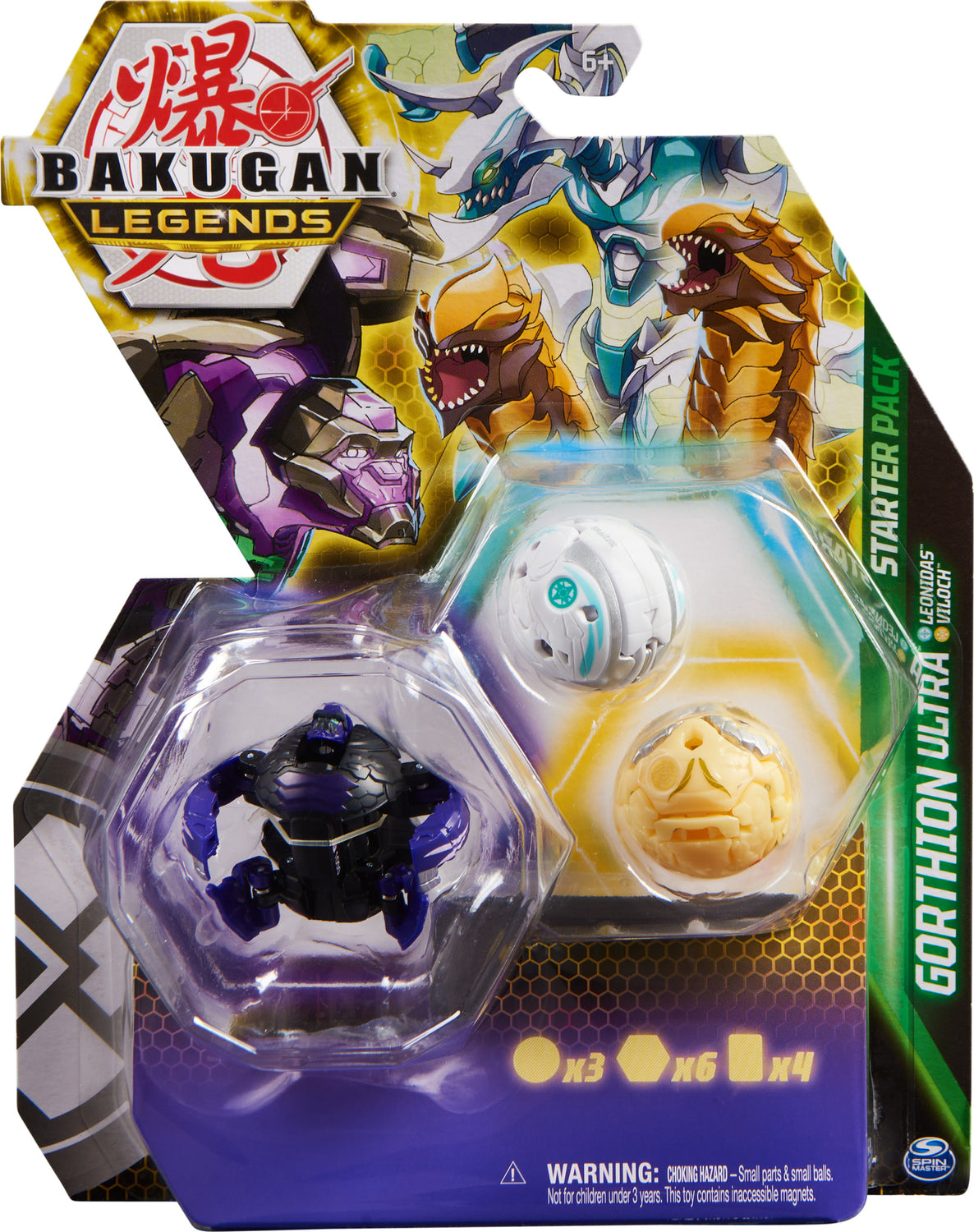 Bakugan Legends Starter 3-Pack,(Assorted) Gorthion Ultra with Leonidas and Viloch