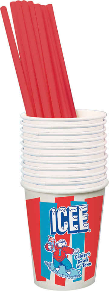 ICEE 20 Paper Cups and Straws