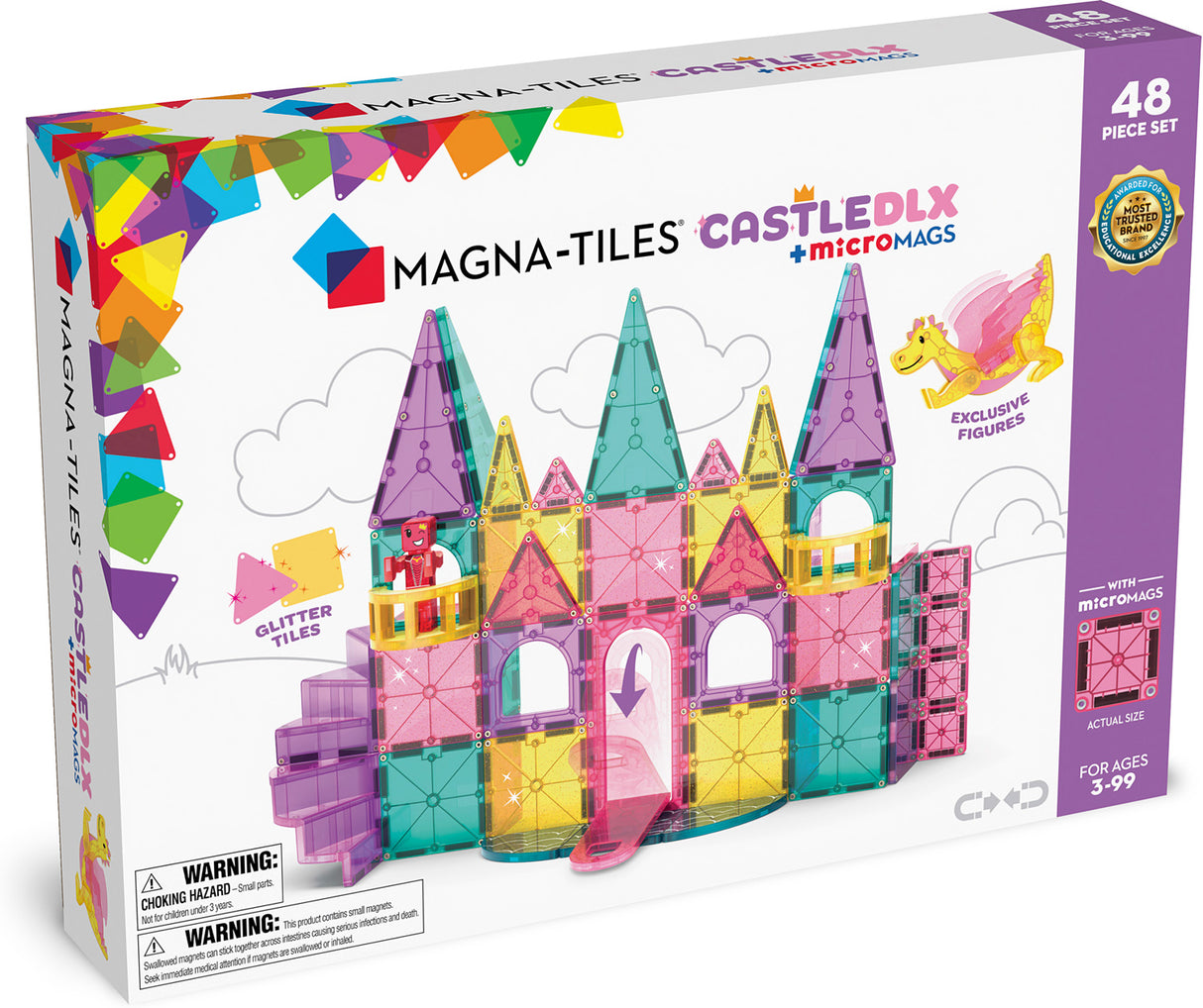 Magna-Tiles Castle DLX + MicroMAGS 48 Piece Set