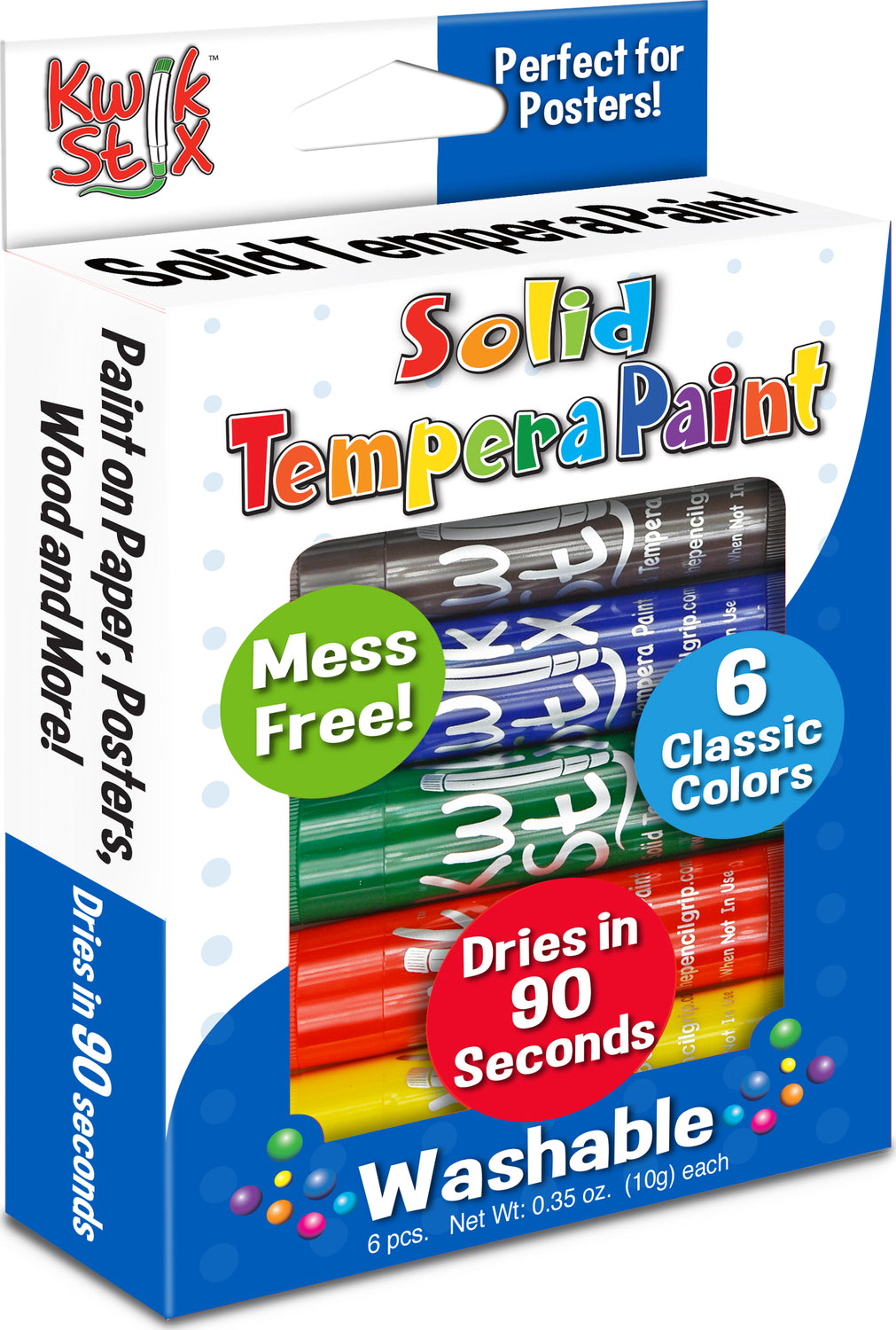 KwikStix Tempera Paint - 6 Classic Colors