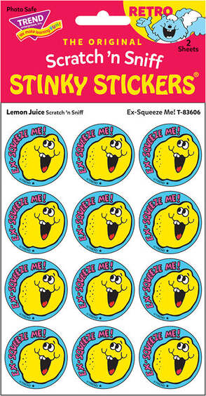 Ex-Squeeze Me! - Lemon Juice scent Retro Stinky Stickers® (24 ct.)