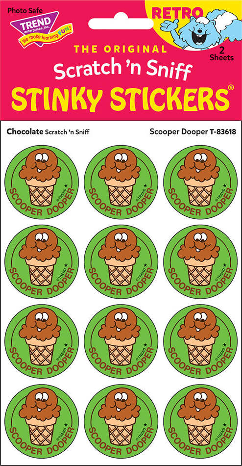 Scooper Dooper - Chocolate scent Retro Stinky Stickers® (24 ct.)