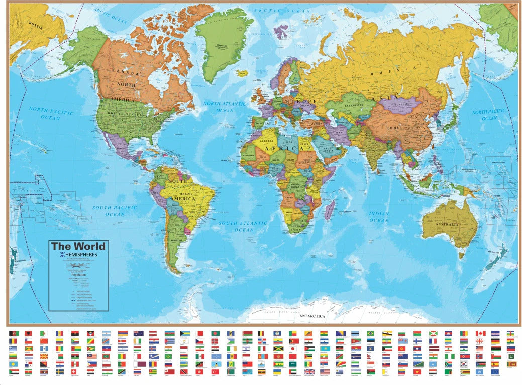 Blue Ocean Series World Laminated Wall Map