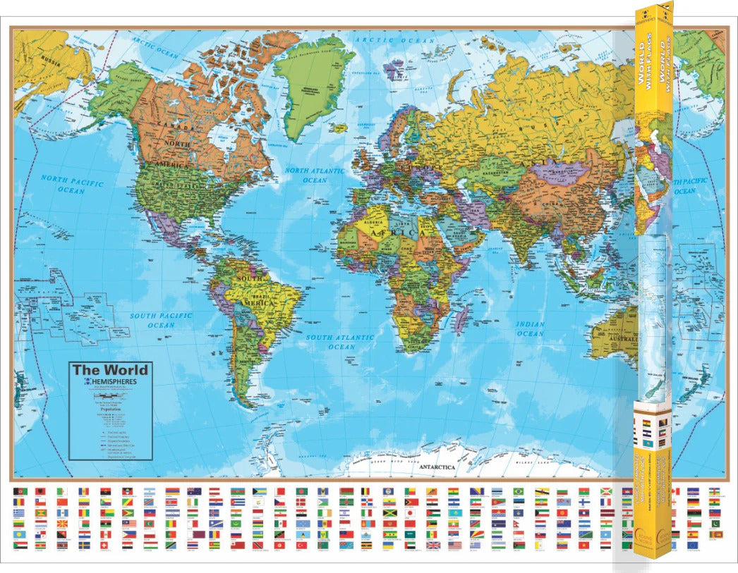 Blue Ocean Series World Laminated Wall Map