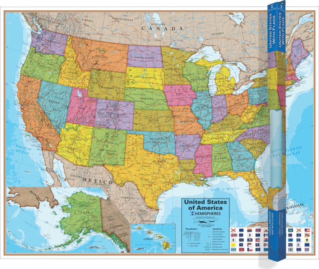 Blue Ocean Series United States Laminated Wall Map